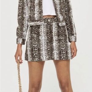 Topshop denim snakeskin mini skirt